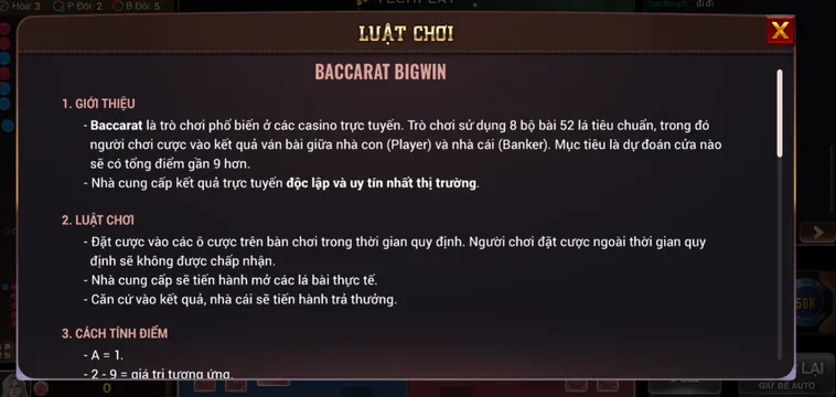 Baccarat BigWin Tại BomWin Sòng Bài Thượng Lưu Với Tỷ Lệ Ăn Thưởng Xanh Chín