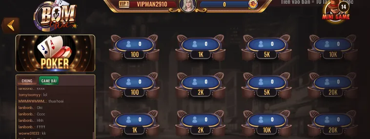 Trải Nghiệm Poker Tại BomWin Đỉnh Cao Với Tỷ Lệ Trả Thưởng Cực Hấp Dẫn